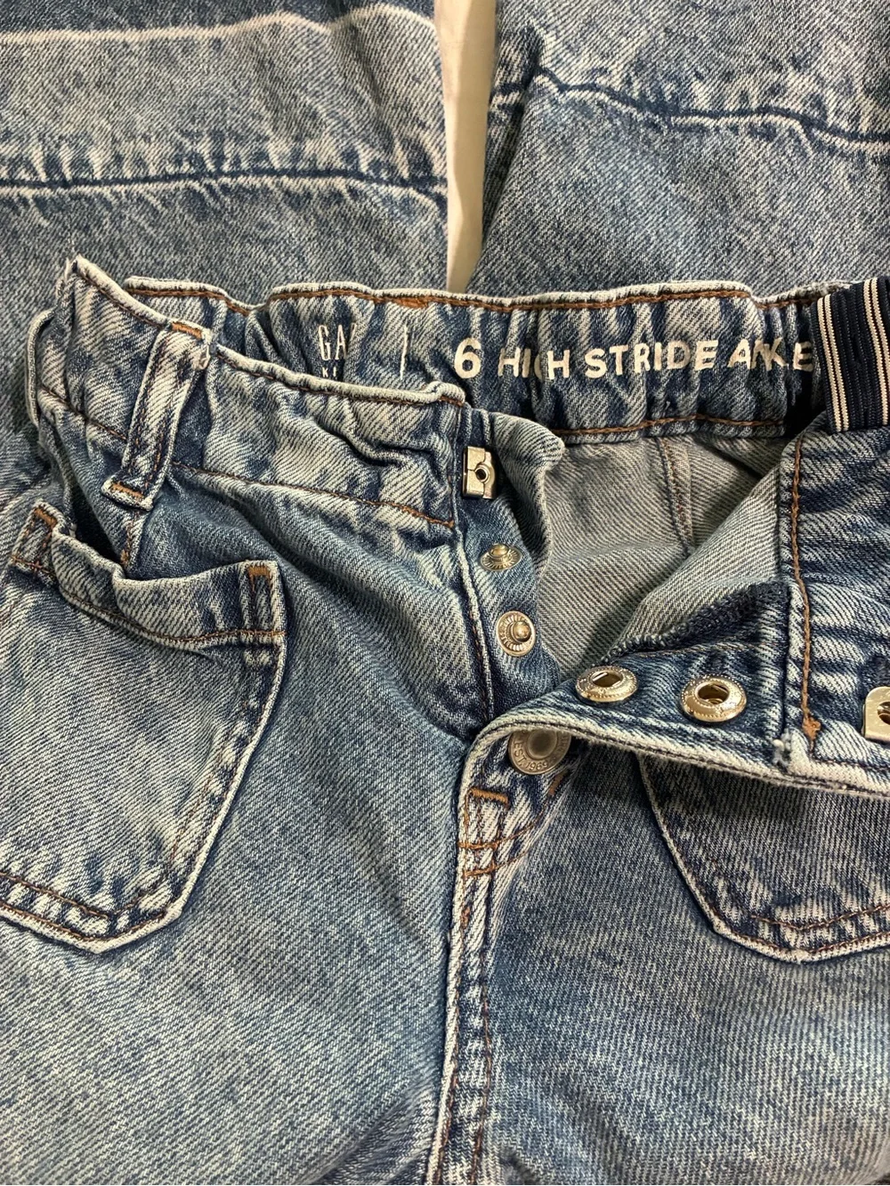 Girl’s High-Waist Wide-Leg Blue Denim Jeans